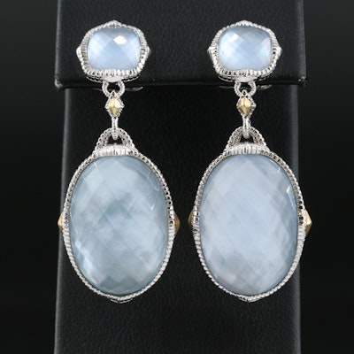 Judith Ripka Sterling Quartz Mother-of-Pearl Doublet Earrings with 18K Accents