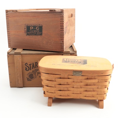 Peterboro Basket Co Ivory Soap Basket and Other Soap Boxes