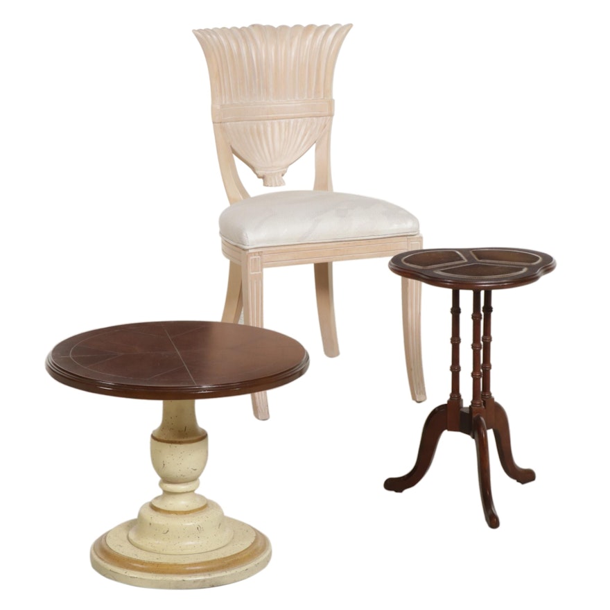 Pulaski Furniture Bleached Wood Side Chair with Two Side Tables