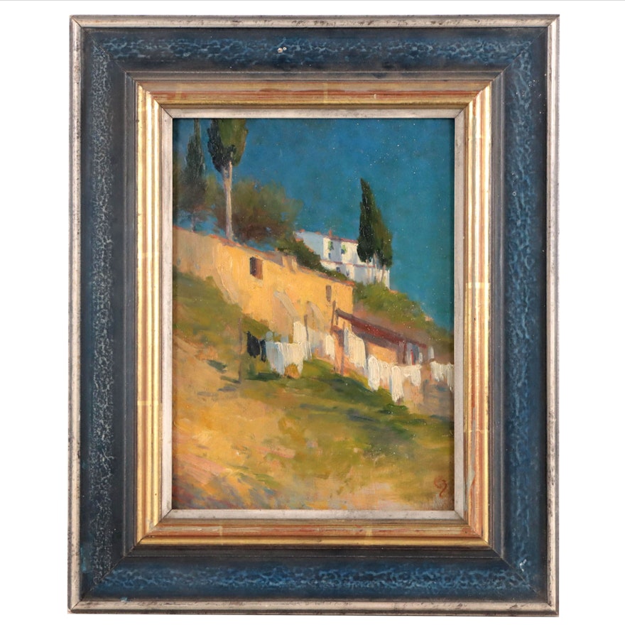 Oil Painting of Hillside Villas