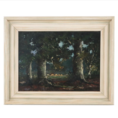 Henri Van Lerven Woodland Landscape Oil Painting