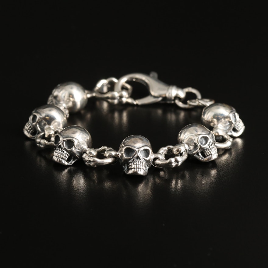 Sterling Skull and Bone Bracelet