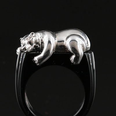 Sterling Black Onyx Bear Ring
