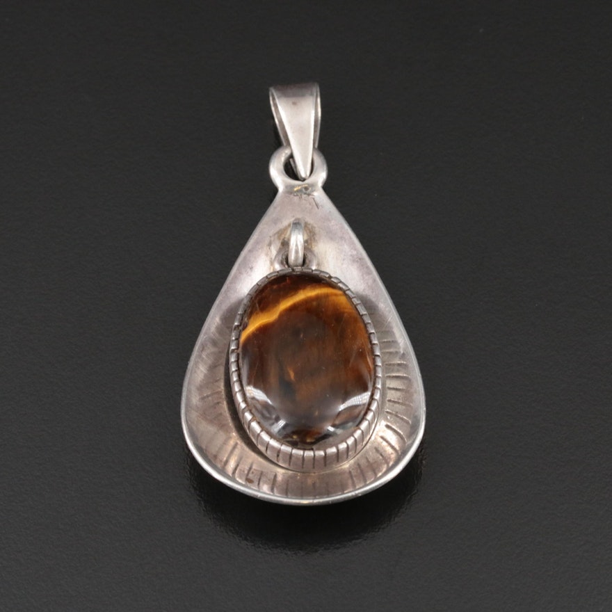 Mexican Sterling Tiger's Eye Pendant