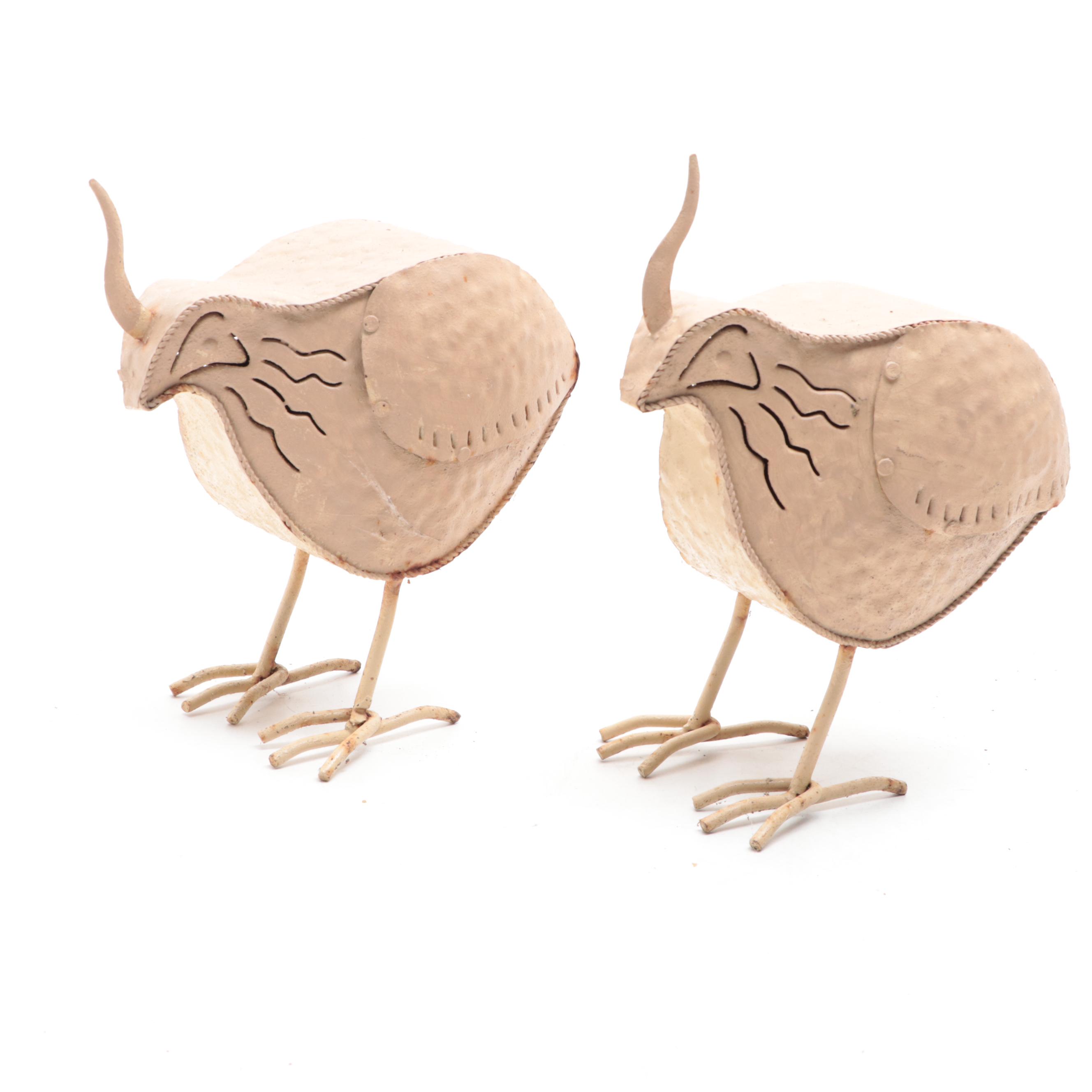 Painted Metal Quail Family Figurines EBTH