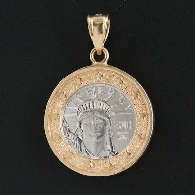 14K Pendant with 2001 1/10th Oz. Platinum Eagle Bullion Coin