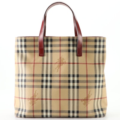 Burberry Tote in Haymarket Check Coated Canvas and Leather