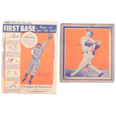 Wheaties Al Simmons and Jimmie Foxx Baseball Cereal Box Panels, 1930s