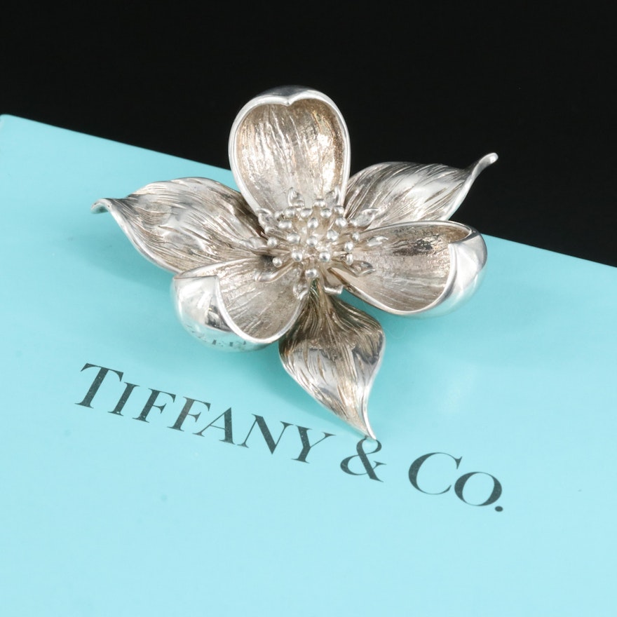 Tiffany & Co. Sterling Magnolia Flower Brooch