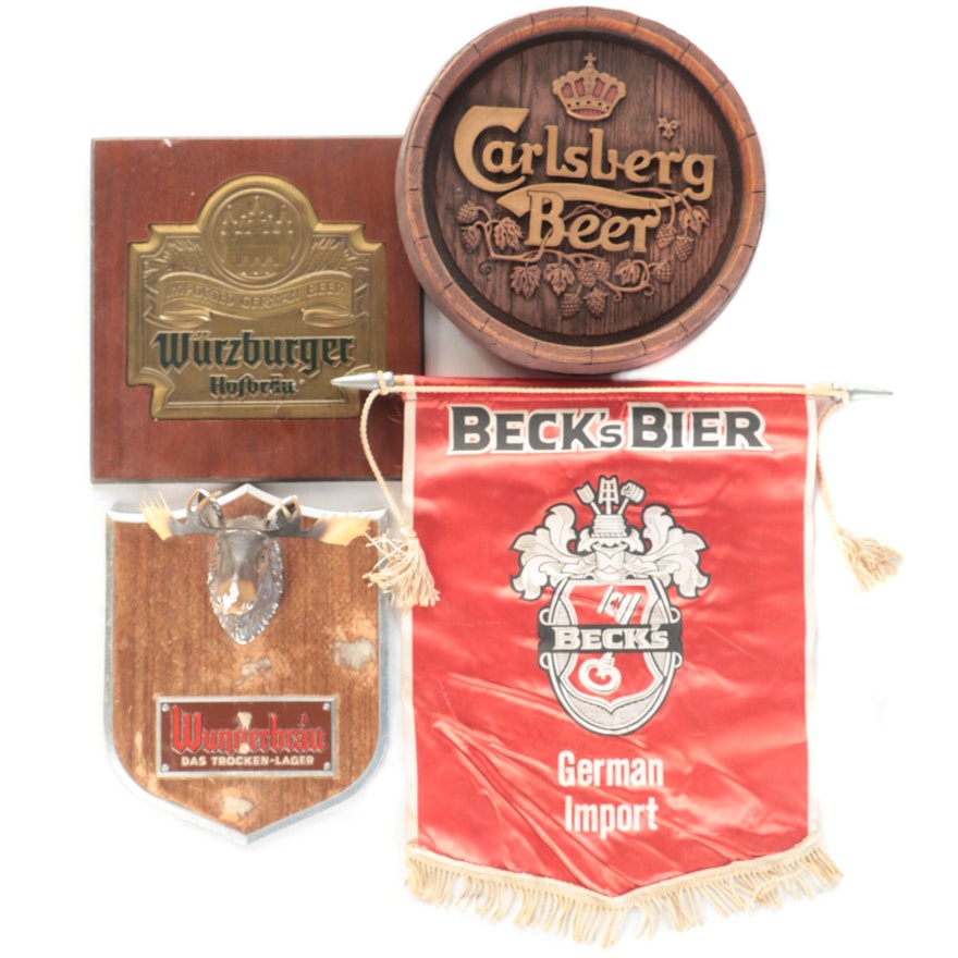 Würzburger Hofbräu, Carlsberg with Other Beer Advertising Signs and Banner