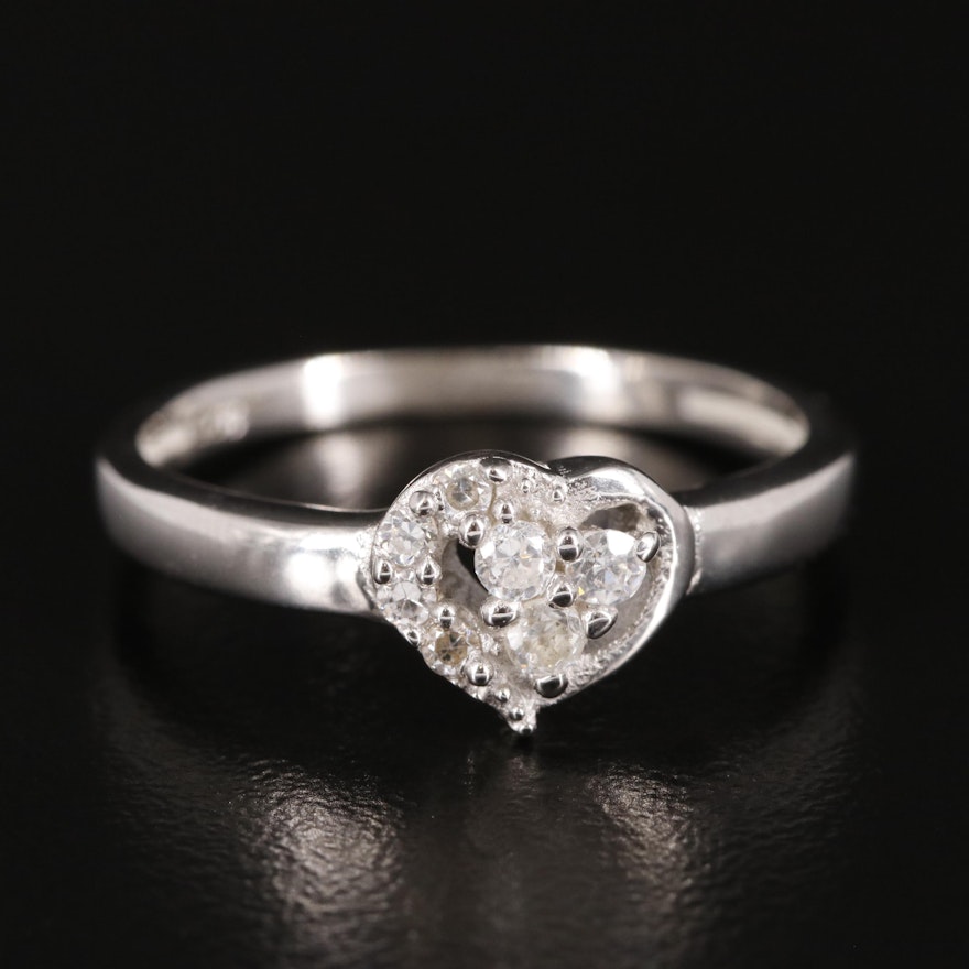 Sterling Cubic Zirconia Heart Ring