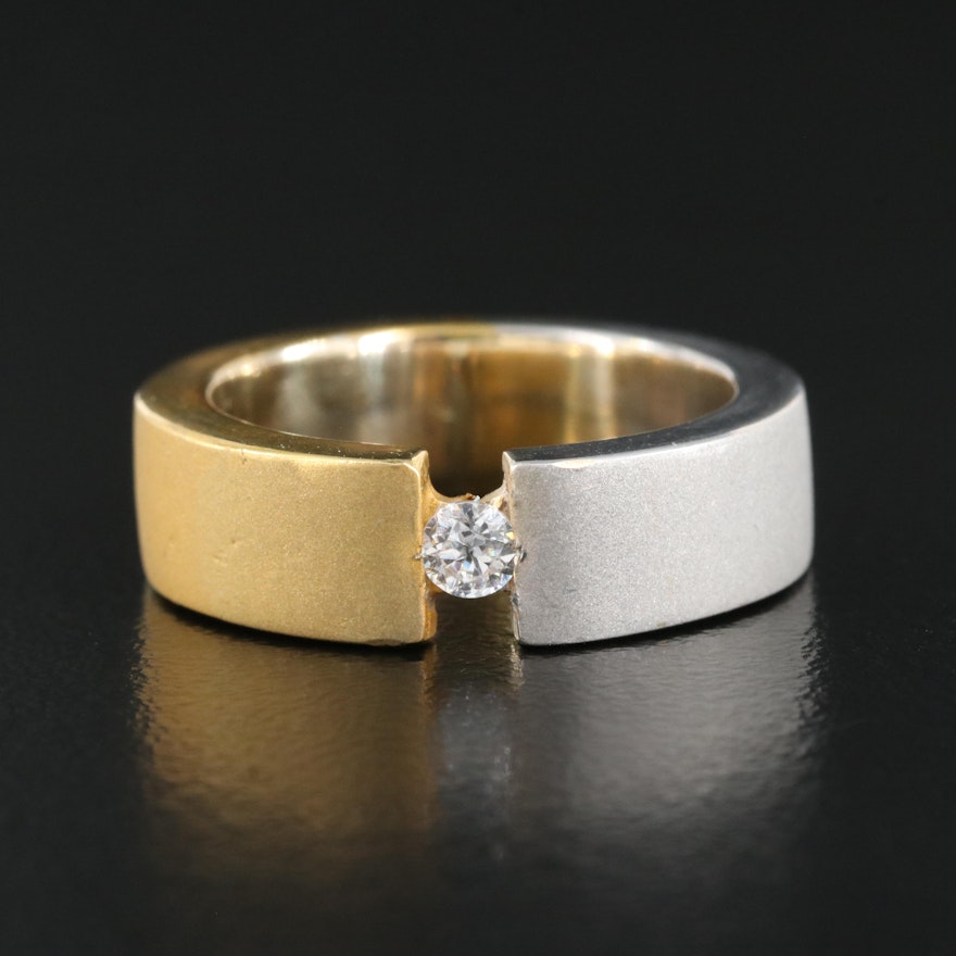 18K Two Tone Cubic Zirconia Band