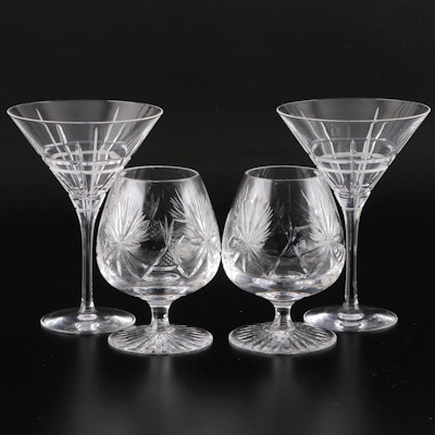 Christofle "Scottish" Martini Glasses with Edinburgh Crystal Brandy Glasses