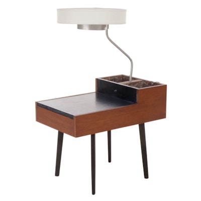 George Nelson for Herman Miller Walnut Planter and Integrated Lamp End Table