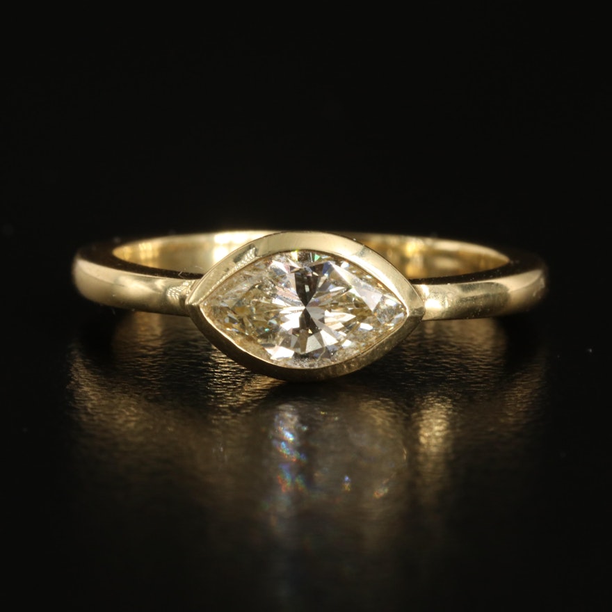 18K 0.86 CT Diamond East-West Solitaire Ring