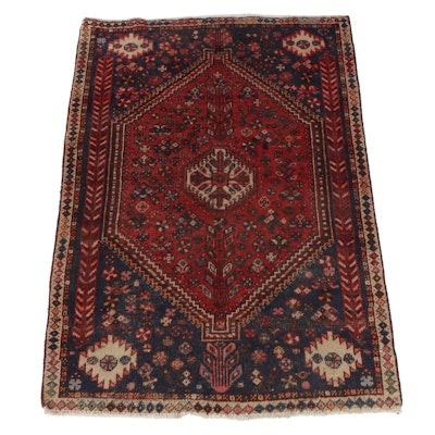 3'4 x 5' Hand-Knotted Persian Qashqai Area Rug
