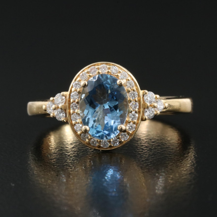 Chromia Jewelry 18K Aquamarine and Diamond Ring