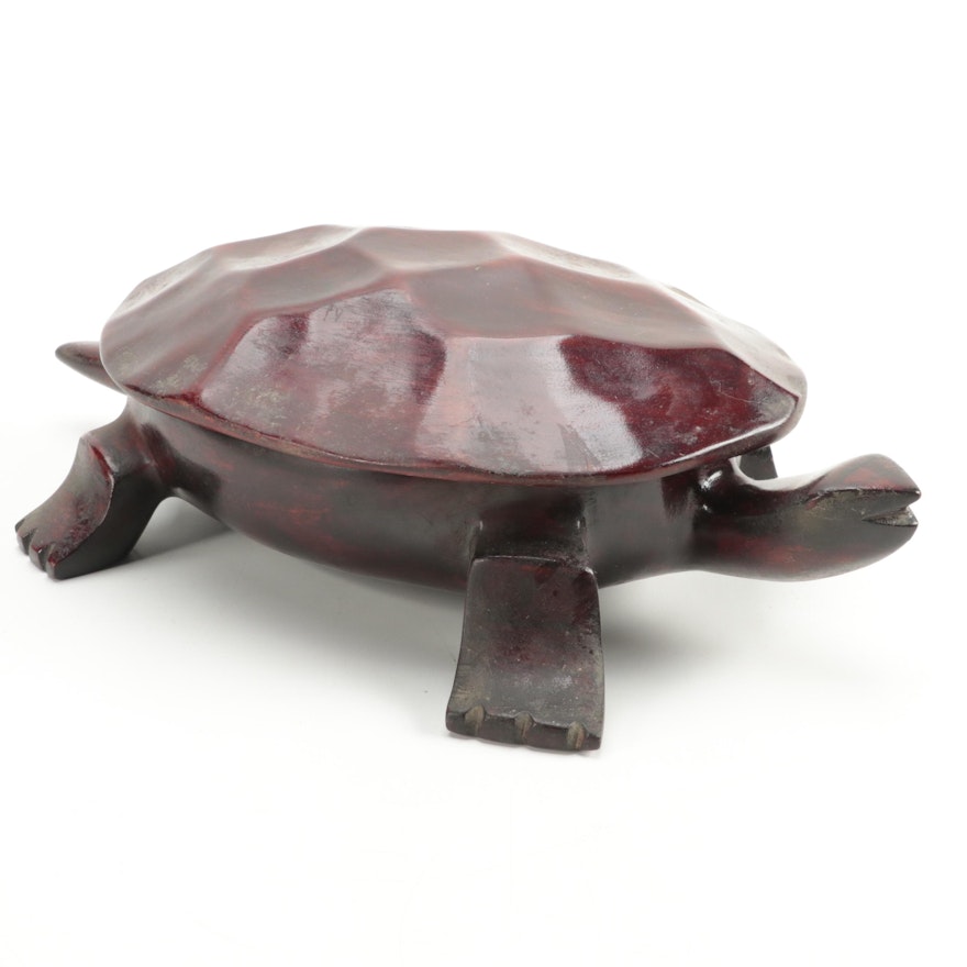 Chinese Style Hand-Carved Wooden Turtle Box