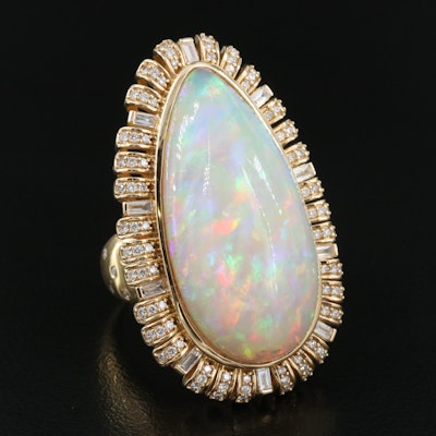 Chromia Jewelry 18K 31.55 CT Opal and 1.16 CTW Diamond Ring