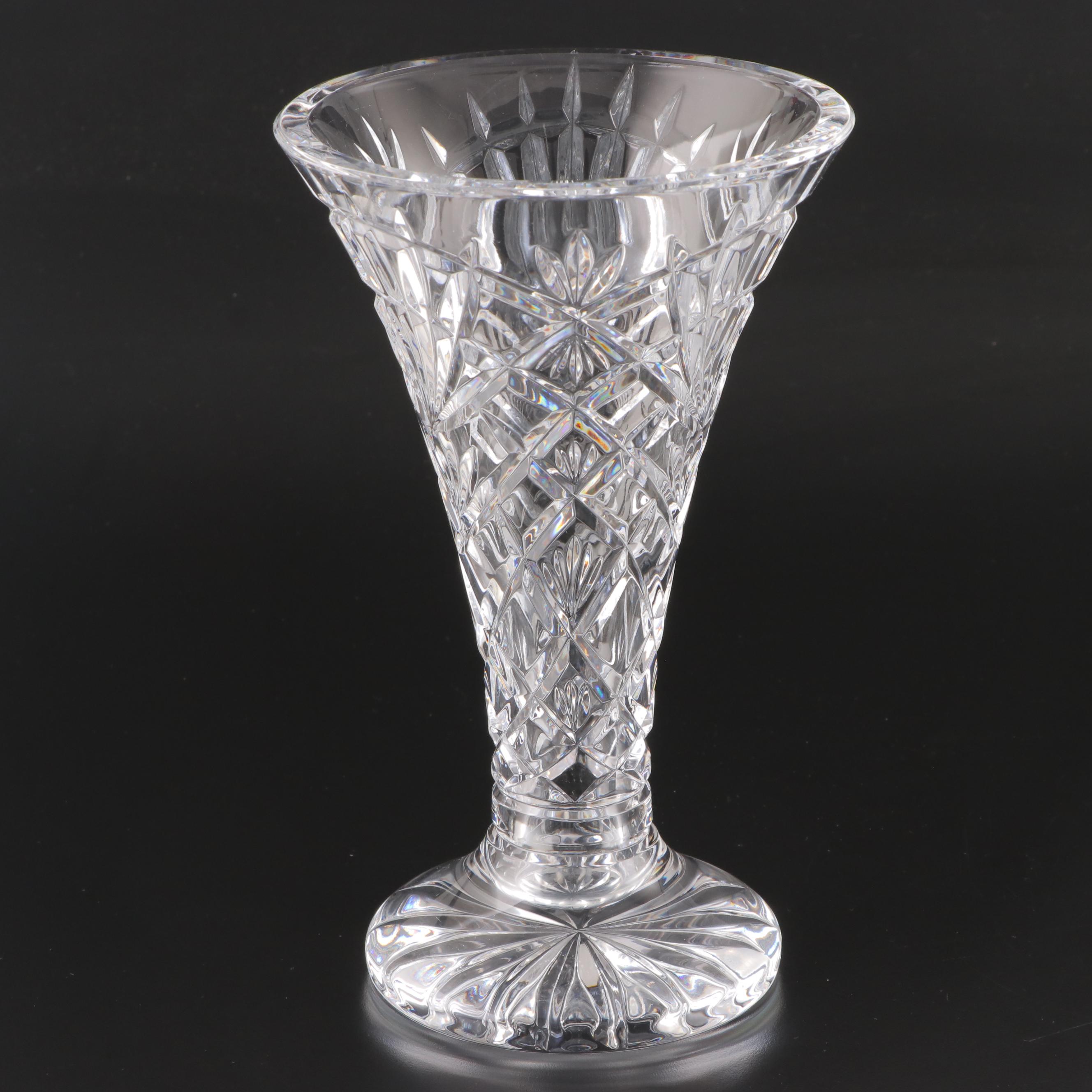 Waterford Crystal Trumpet Vase and Marquis Votive Candle Holders EBTH