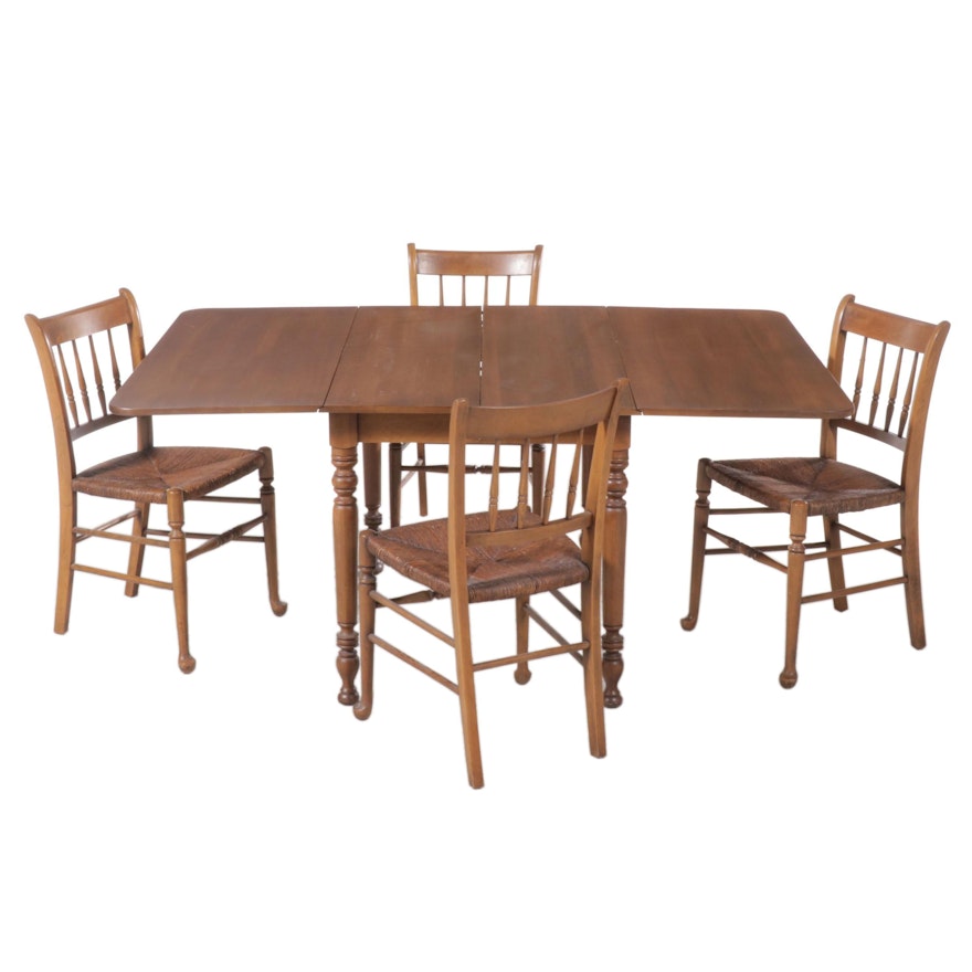 Colonial Style Five-Piece Walnut-Stained Dining Set, Incl. Davis Cabinet Co.