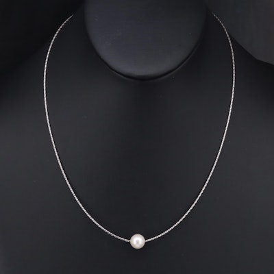 18K Pearl Braided Wire Necklace