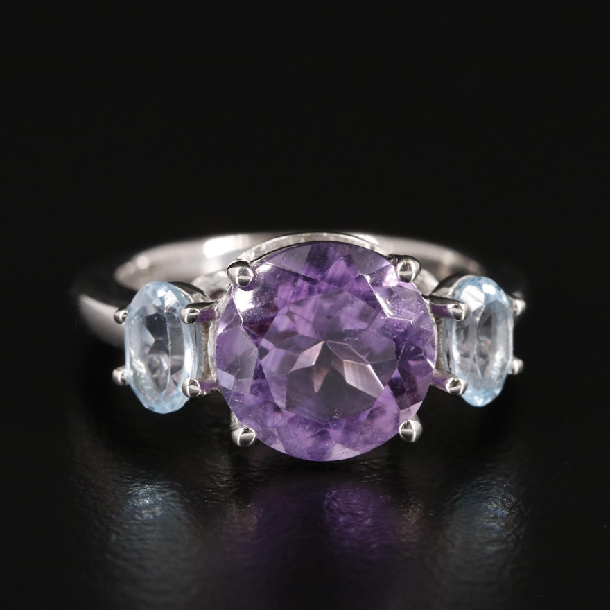 Sterling Amethyst and Blue Topaz Ring