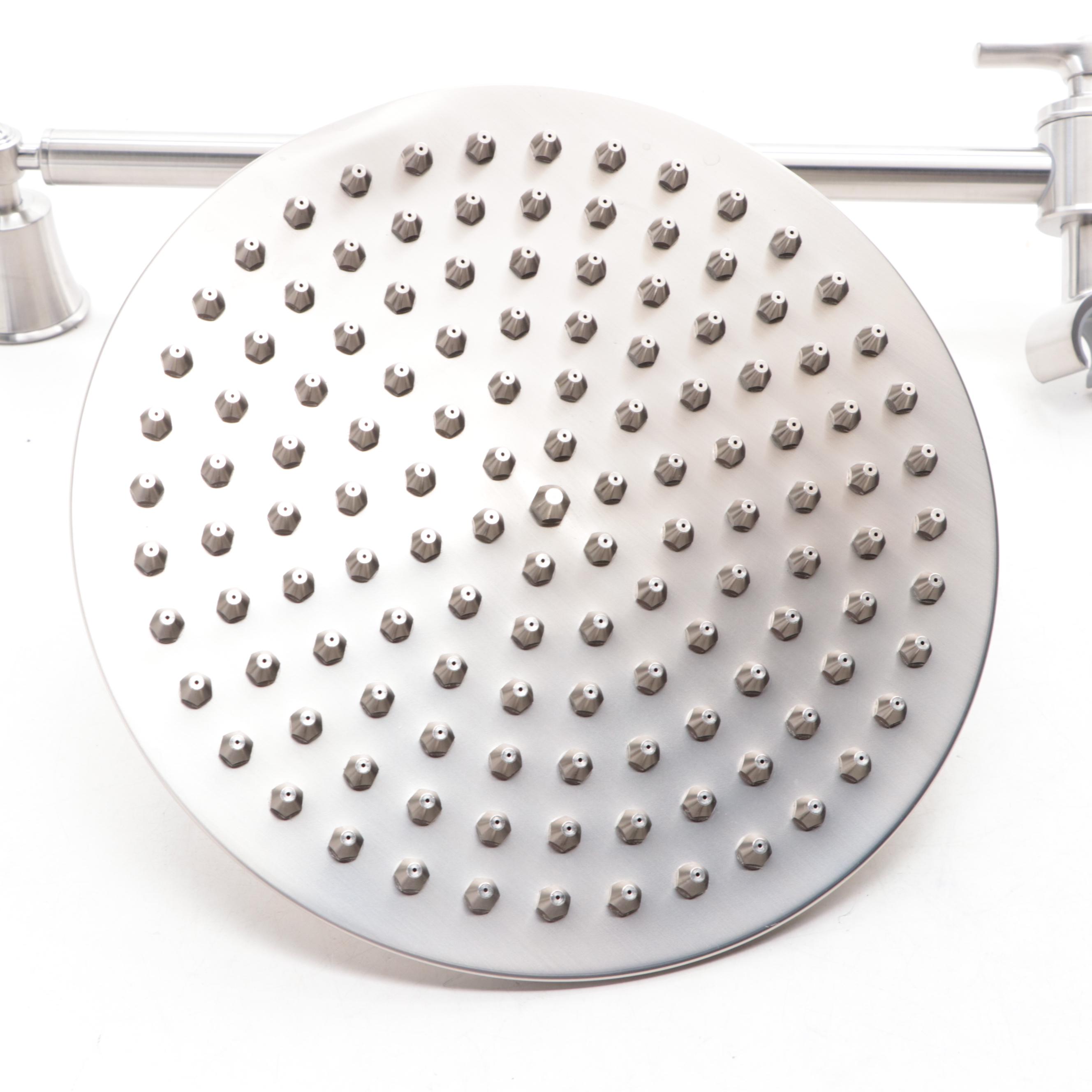 Brushed Nickel Finish Shower Valve with Diverter, Rainfall Shower Head