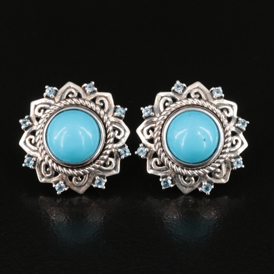 Sterling Turquoise and Sky Blue Topaz Earrings and Jackets