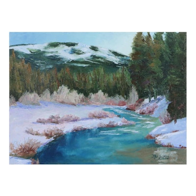 James Baldoumas Landscape Oil Painting "Mountain & Stream," 2023