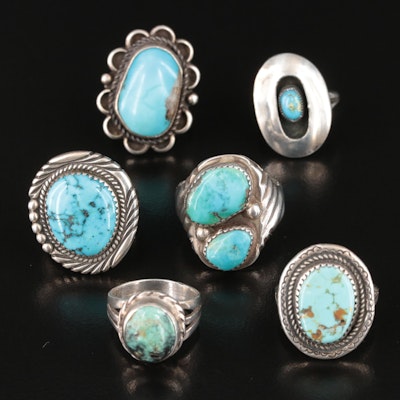 Artisan Signed Included in Southwestern Sterling Turquoise Rings