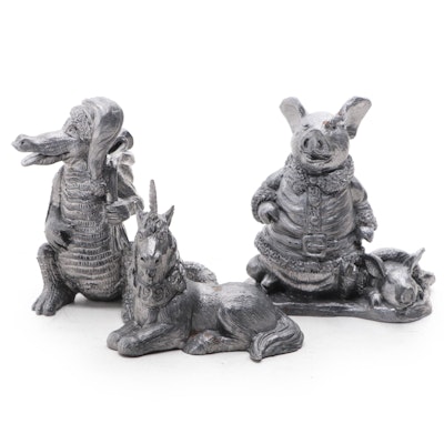 Michael A. Ricker Pewter Figurines "Elizabeth", "Mickey", and "Bo Bo and Tyler"