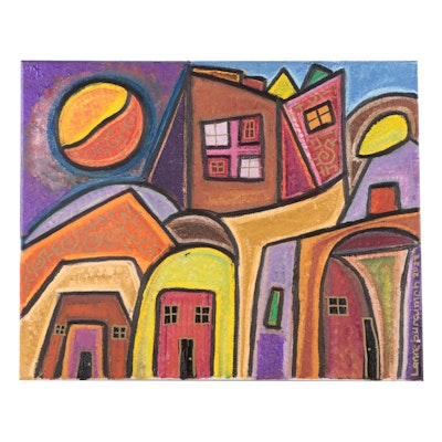 Lanre Buraimoh Oil Painting "Old Town II," 2022