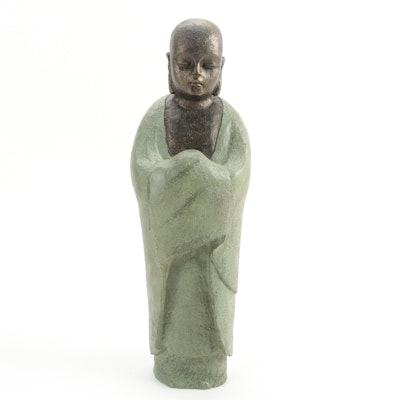 Composite Standing Buddhist Monk Figurine