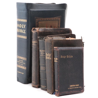 Leather and Cloth Bound Holy Bibles, Early to Mid-20th Century