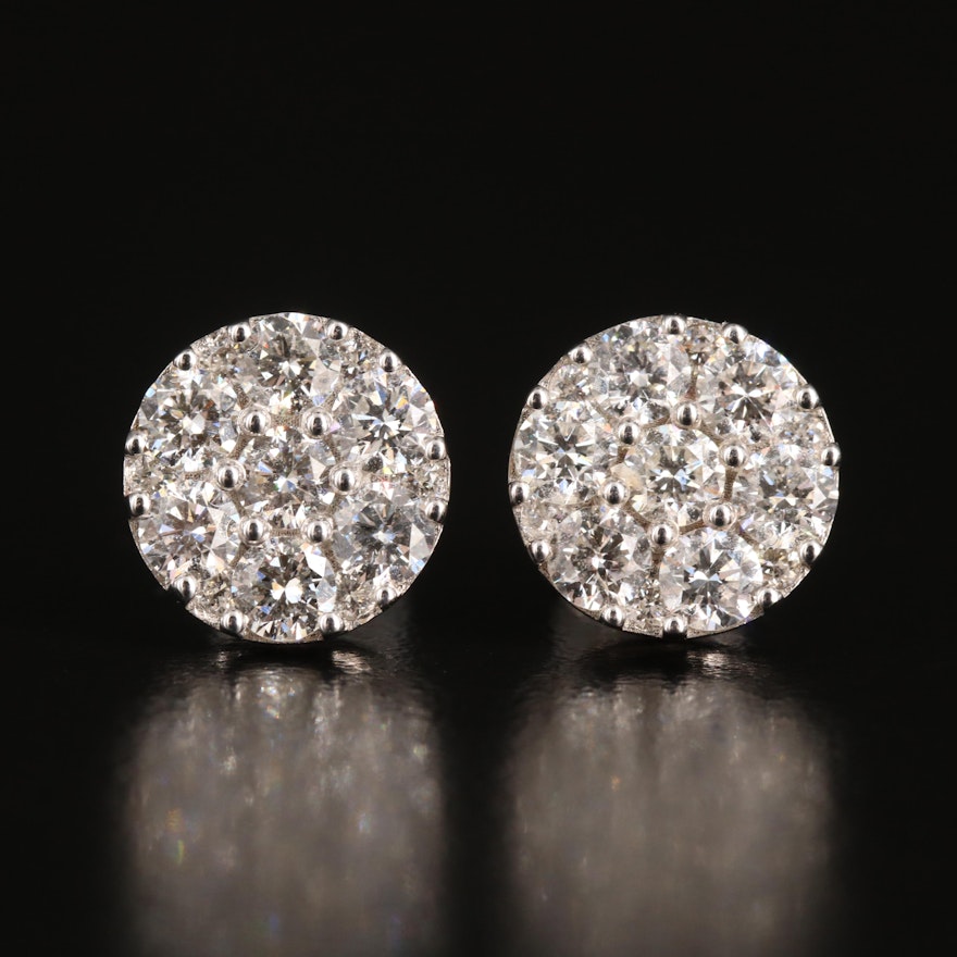 18K 1.76 CTW Diamond Stud Earrings