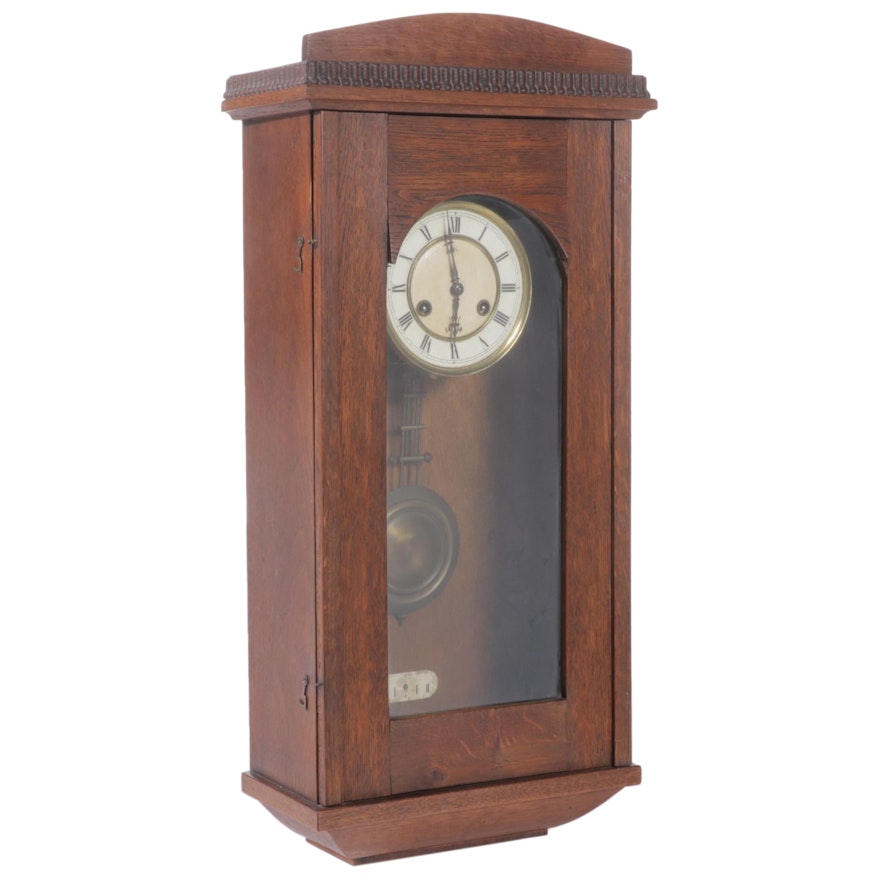Junghans Oak Regulator Wall Clock, Late 19th/Early 20th Century