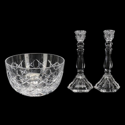 Tiffany & Co. Crystal Candlesticks and Centerpiece Bowl