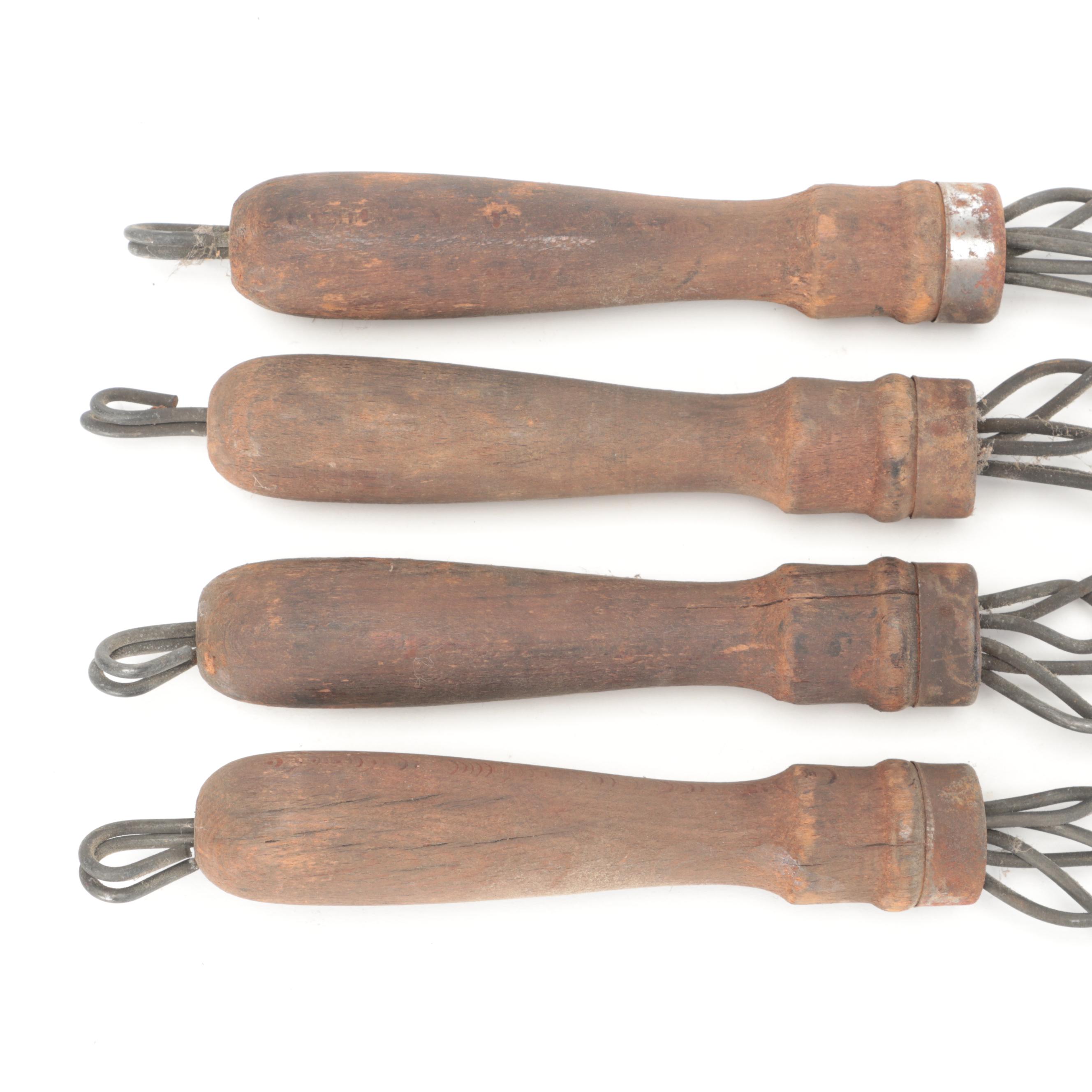 Wood Handled Iron Wire Rug Beaters, Antique EBTH