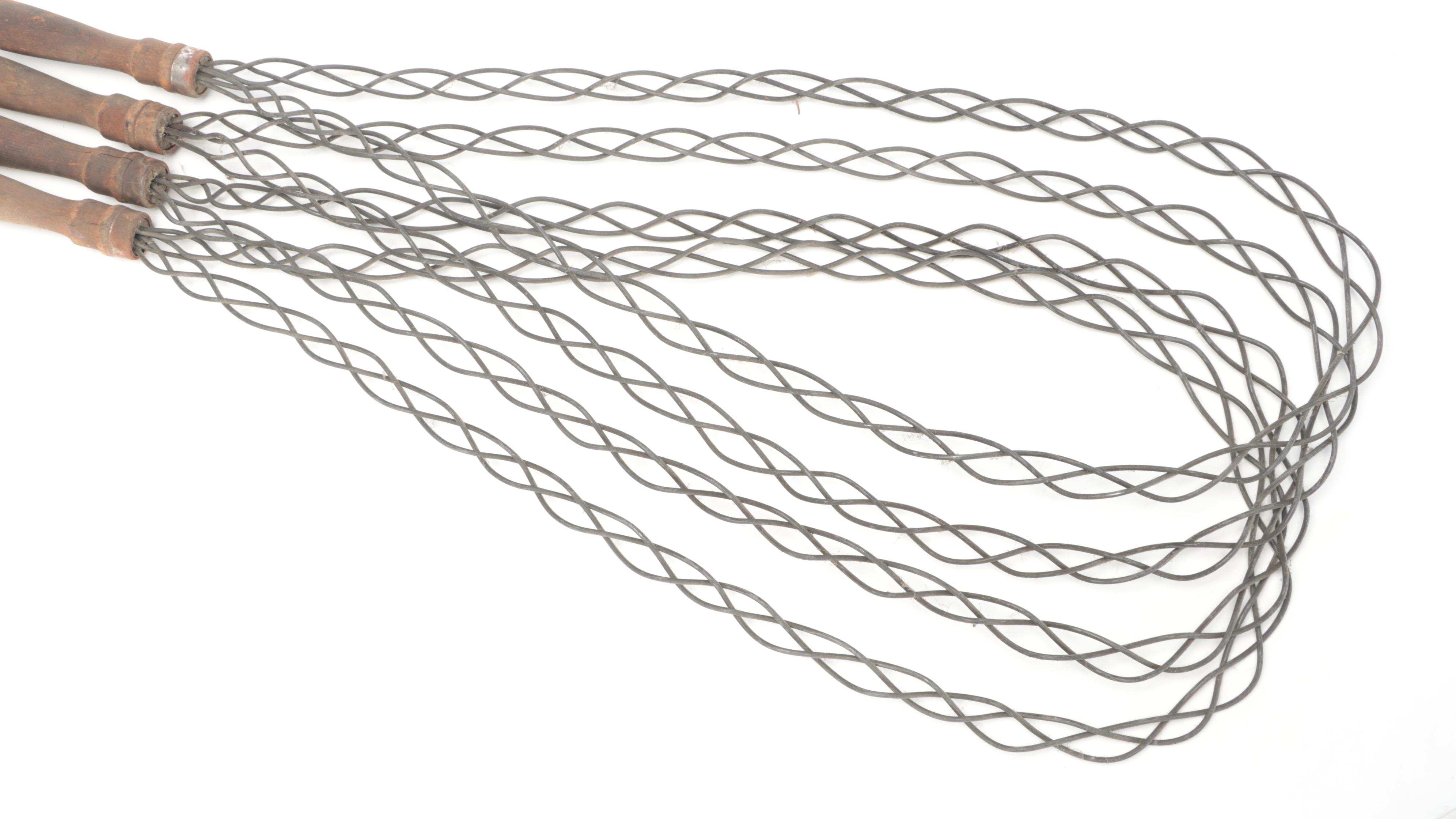 Wood Handled Iron Wire Rug Beaters, Antique EBTH