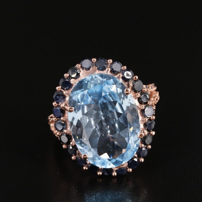 Sterling Blue Topaz and Sapphire Cocktail Ring