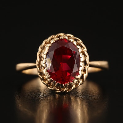 10K Ruby Diamond Ring with Braided Trim