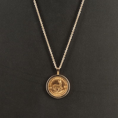14K Pendant Necklace with 1982 South African Krugerrand Gold Bullion Coin