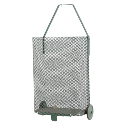Two-Wheeled Green Painted Metal Trolley Cart