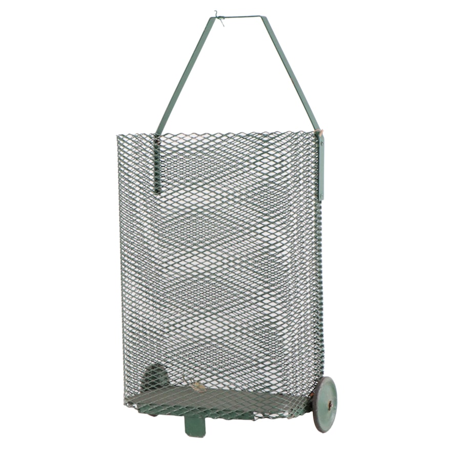 Two-Wheeled Green Painted Metal Trolley Cart