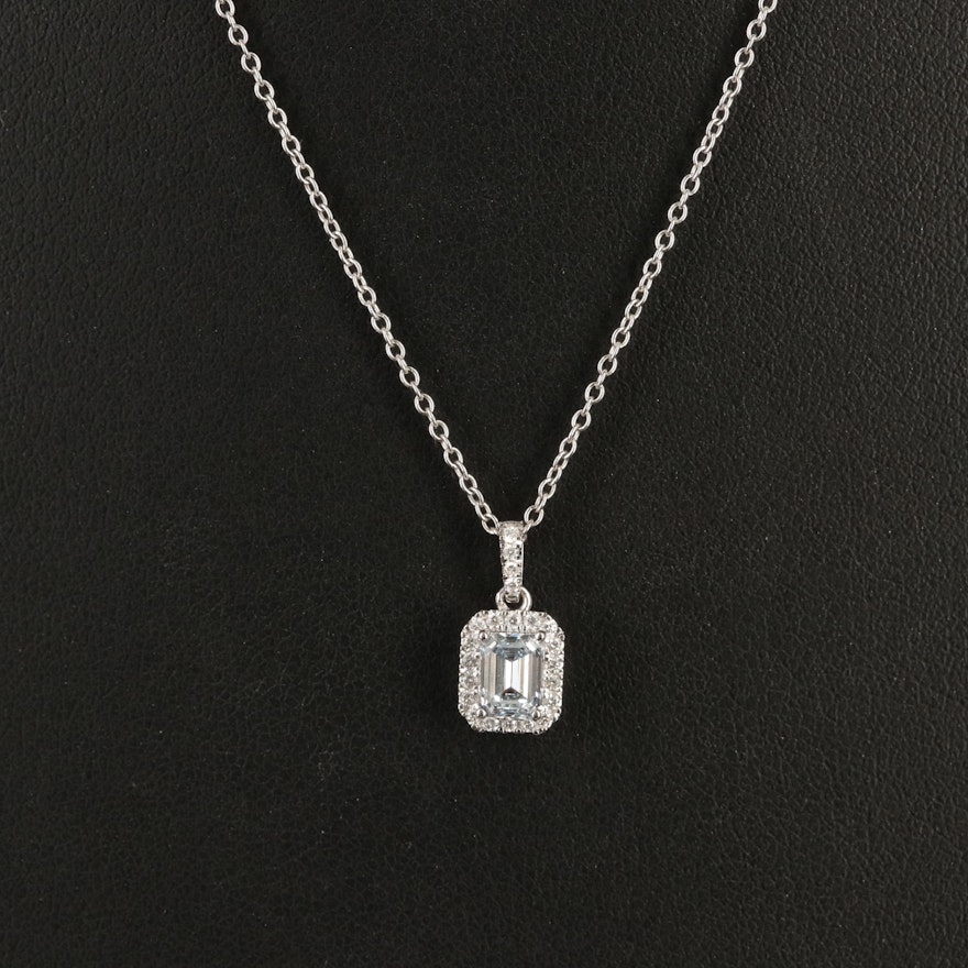 14K 0.67 CTW Lab Grown Diamond Halo Pendant Necklace