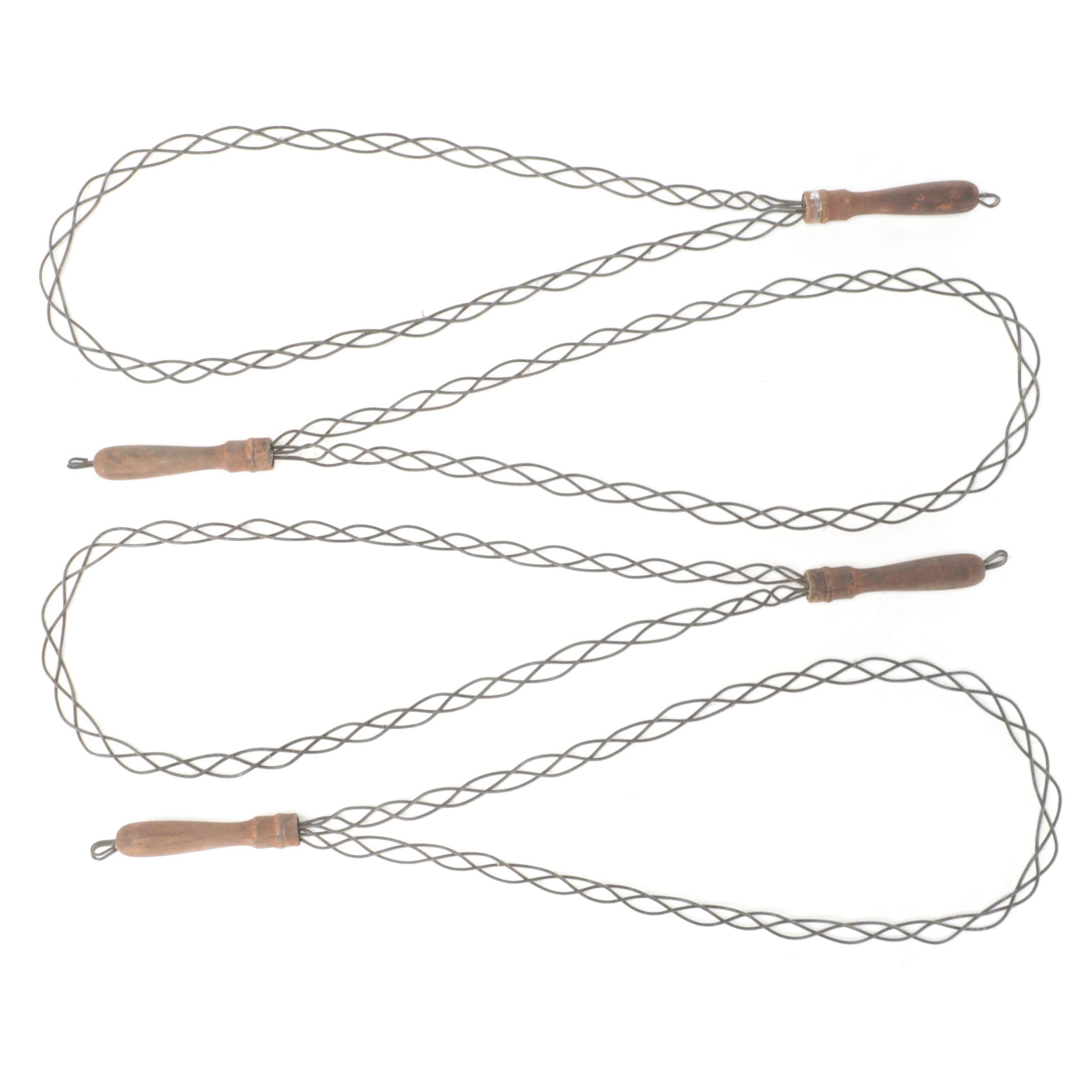 Wood Handled Iron Wire Rug Beaters, Antique EBTH