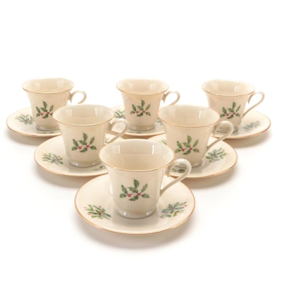 Lenox "Holiday" Presidential Collection Bone China Teacups and Saucers