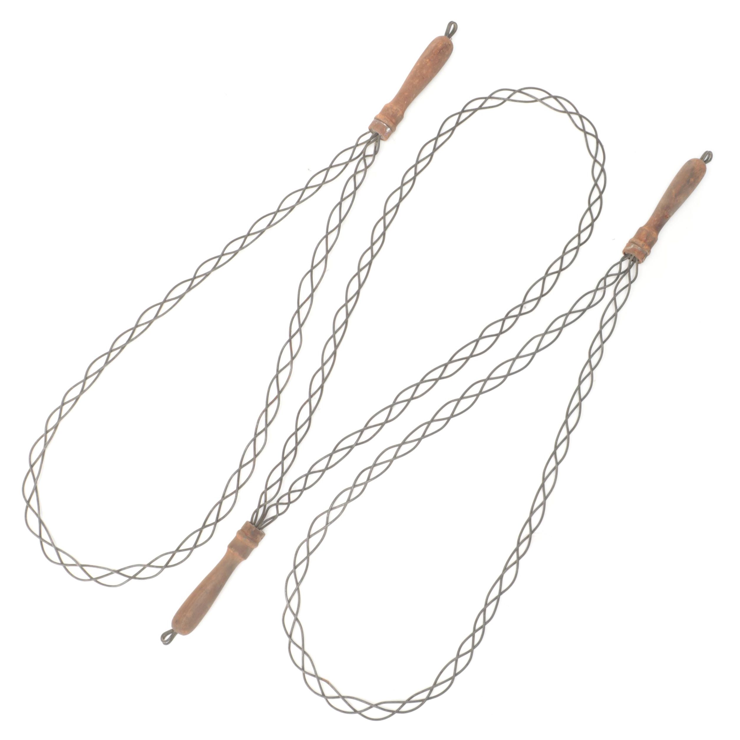 Primitive Wood Handled Metal Rug Beaters, Late 19th/Early 20th Century