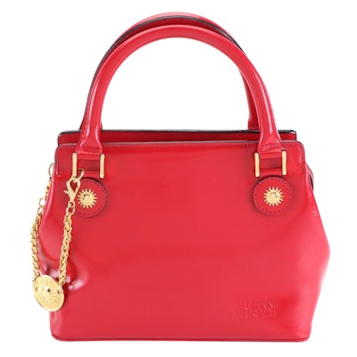 Gianni Versace Sun Logo Mini Handbag in Glazed Leather